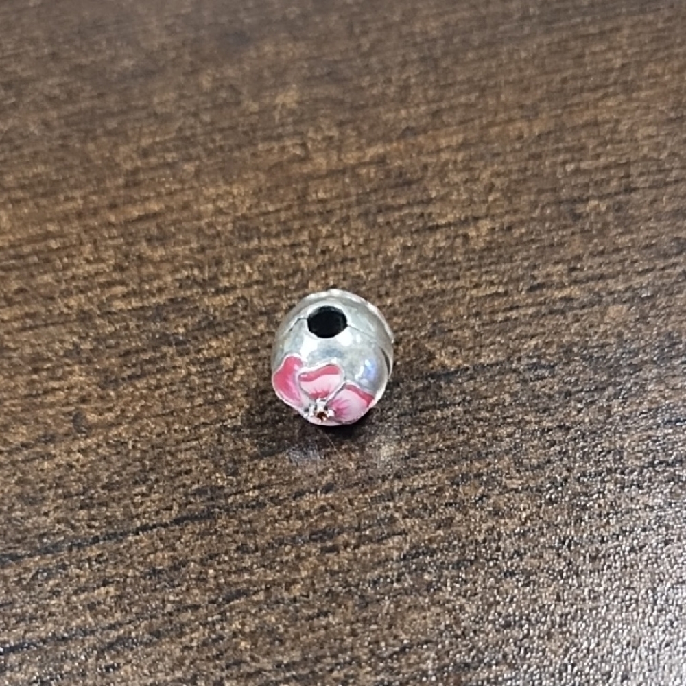 Pandora Silver and Pink Flower Charm